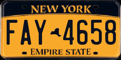 NY license plate FAY4658