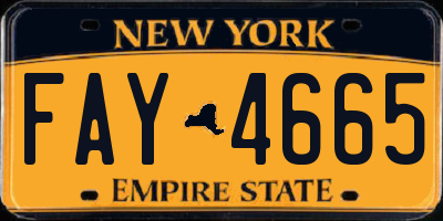 NY license plate FAY4665