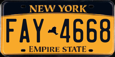 NY license plate FAY4668