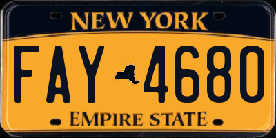 NY license plate FAY4680