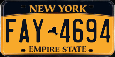 NY license plate FAY4694