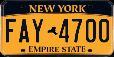 NY license plate FAY4700