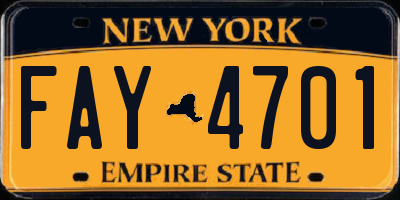 NY license plate FAY4701