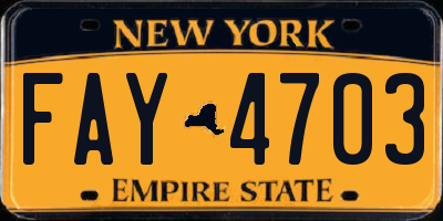 NY license plate FAY4703