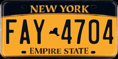 NY license plate FAY4704