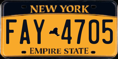 NY license plate FAY4705