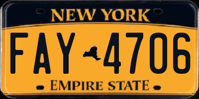 NY license plate FAY4706