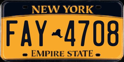 NY license plate FAY4708