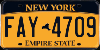 NY license plate FAY4709