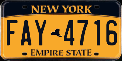 NY license plate FAY4716