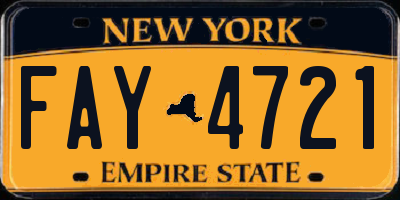 NY license plate FAY4721