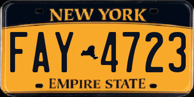 NY license plate FAY4723