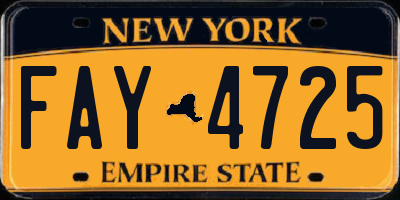 NY license plate FAY4725