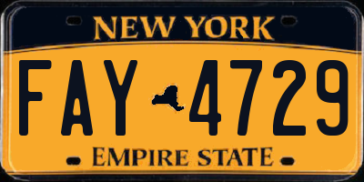 NY license plate FAY4729