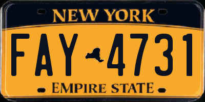 NY license plate FAY4731