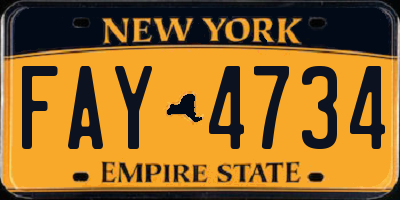 NY license plate FAY4734