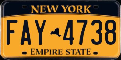 NY license plate FAY4738