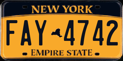 NY license plate FAY4742