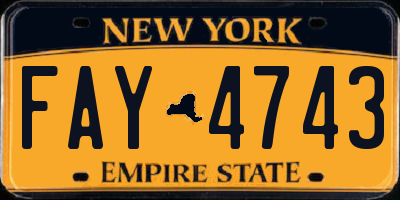 NY license plate FAY4743