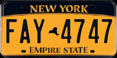 NY license plate FAY4747