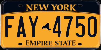 NY license plate FAY4750