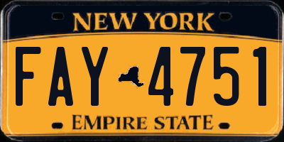 NY license plate FAY4751