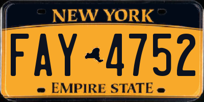 NY license plate FAY4752