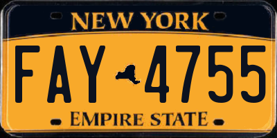 NY license plate FAY4755