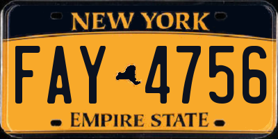 NY license plate FAY4756