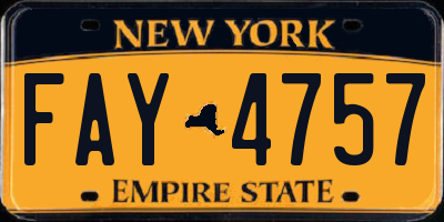 NY license plate FAY4757