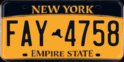 NY license plate FAY4758