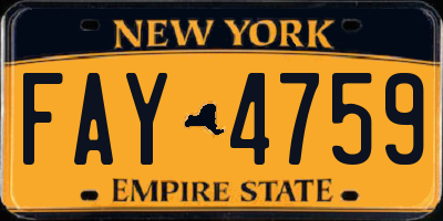 NY license plate FAY4759