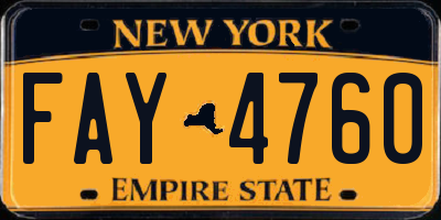 NY license plate FAY4760