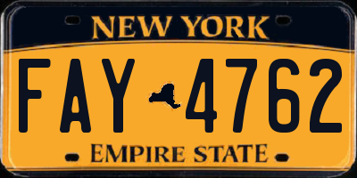 NY license plate FAY4762