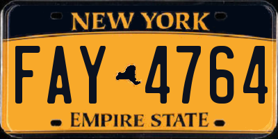 NY license plate FAY4764