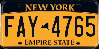 NY license plate FAY4765