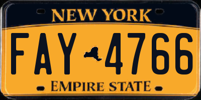 NY license plate FAY4766