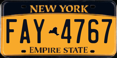 NY license plate FAY4767