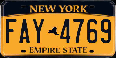 NY license plate FAY4769