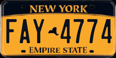 NY license plate FAY4774