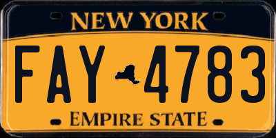 NY license plate FAY4783