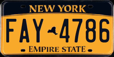 NY license plate FAY4786