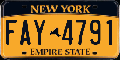 NY license plate FAY4791