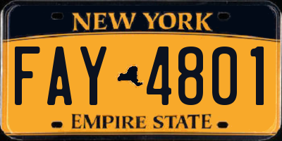 NY license plate FAY4801