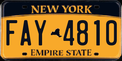 NY license plate FAY4810