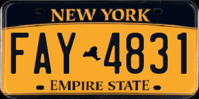 NY license plate FAY4831