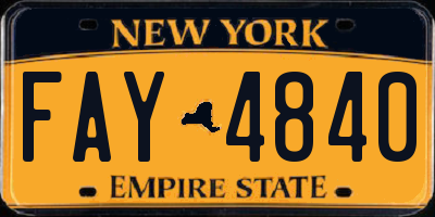 NY license plate FAY4840