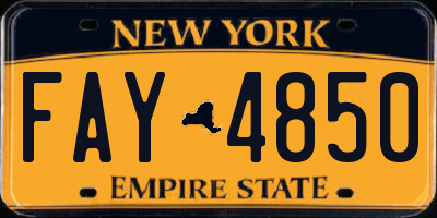 NY license plate FAY4850