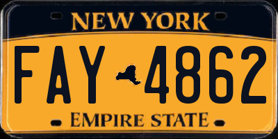 NY license plate FAY4862