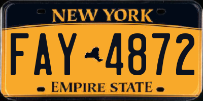 NY license plate FAY4872